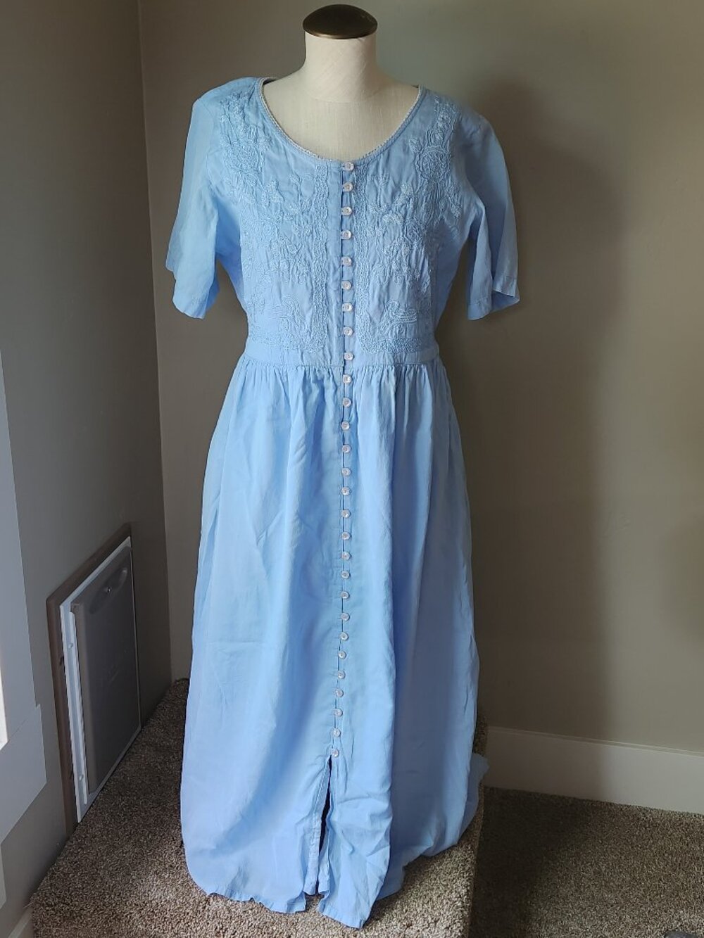 Vintage Blue long embroidered dress.